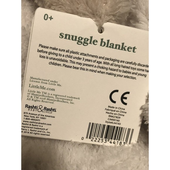 New Little Me Snuggle Baby Blanket with Rattle Giraffe Lovey Stripes Boy/Girl - Picture 5 of 7